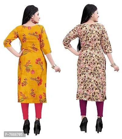 New Ethnic 4 You Women's American Crepe Straight Kurta (Combo Pack Of 2)-thumb2