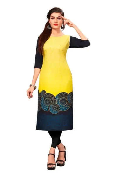 Stylish Printed Crepe Straight Kurti