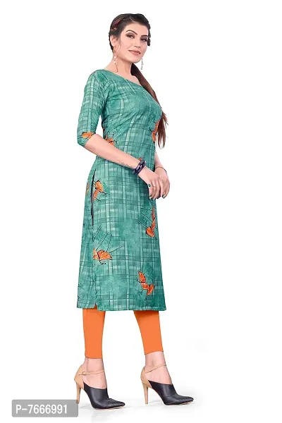 New Ethnic 4 You Women's Crepe Straight Cut Kurta_(Kurti-197_Turquoise Color)-thumb3