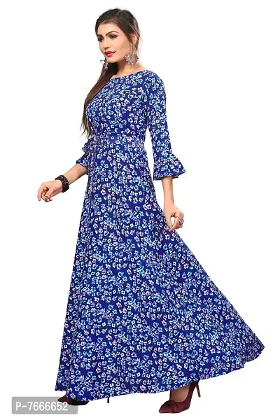 New Ethnic 4 You Women Long Fit  Flare Sttiched Gown(Light Blue)_GW159-thumb5
