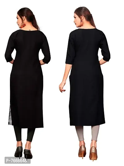 New Ethnic 4 You Women's American Crepe Straight Kurta (Combo Pack Of 2)-thumb4