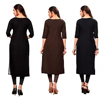 New Ethnic 4 You Women's American Crepe Straight Kurta (Combo Pack Of 3)-thumb1