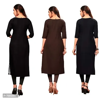 New Ethnic 4 You Women's American Crepe Straight Kurta (Combo Pack Of 3)-thumb2