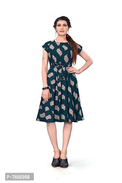 New Ethnic 4 You Women's Crepe Skater Dress_Frk-194_Coffee Brown