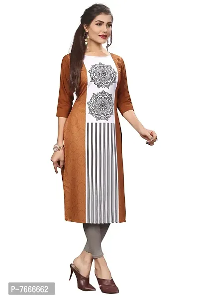 New Ethnic 4 You Women's Crepe Straight Kurta (etc173_XL_Brown_40)-thumb4