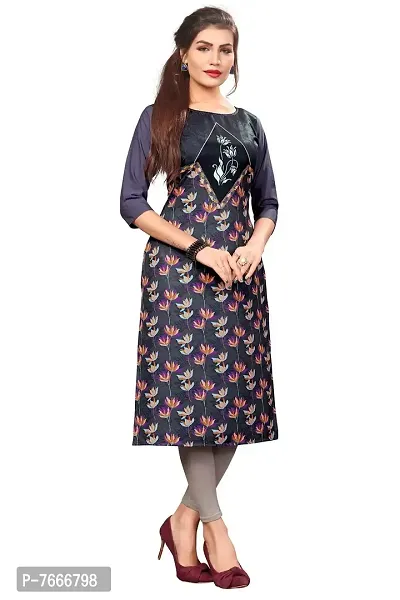 New Ethnic 4 You Women's Crepe Straight Kurta-thumb3