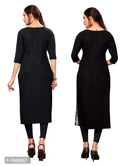 New Ethnic 4 You Women's American Crepe Straight Kurta (Combo Pack Of 2)-thumb2