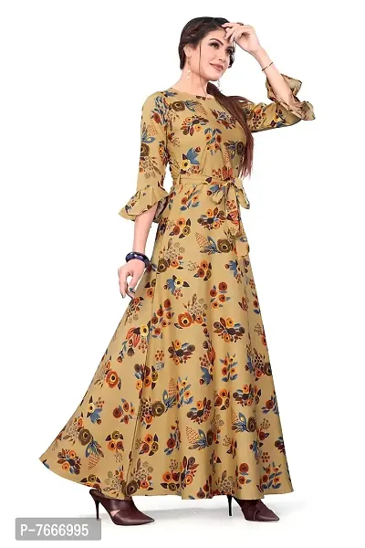 Beautiful Beige Crepe Ethnic Gowns For Women-thumb3