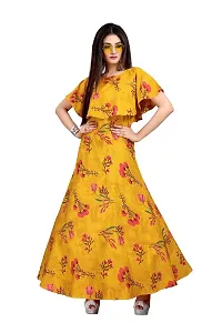 Yellow Crepe Ethnic Gowns For Women-thumb4