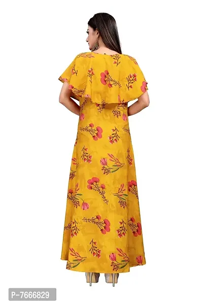 Yellow Crepe Ethnic Gowns For Women-thumb2