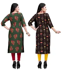 New Ethnic 4 You Women's American Crepe Straight Kurta (Combo Pack Of 2)-thumb1