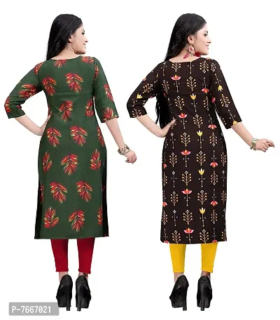 New Ethnic 4 You Women's American Crepe Straight Kurta (Combo Pack Of 2)-thumb2