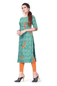 New Ethnic 4 You Women's Crepe Straight Cut Kurta_(Kurti-197_Turquoise Color)-thumb3