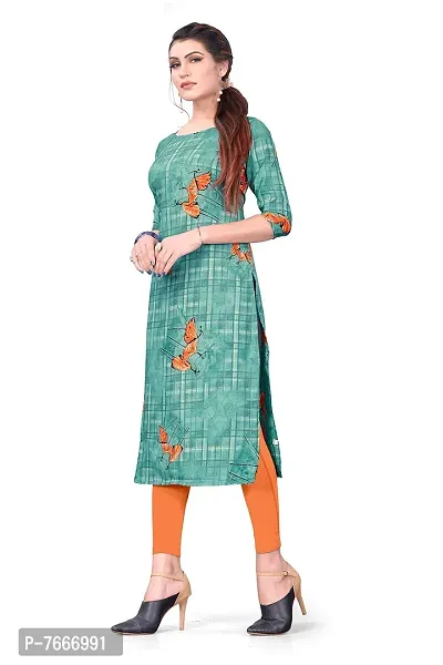 New Ethnic 4 You Women's Crepe Straight Cut Kurta_(Kurti-197_Turquoise Color)-thumb4