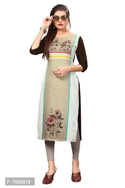 New Ethnic 4 You Women's Crepe Straight Kurta (3377_L_Multicolored _Large)-thumb4