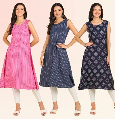 Fancy Sleeveless American Crepe Kurtis Pack