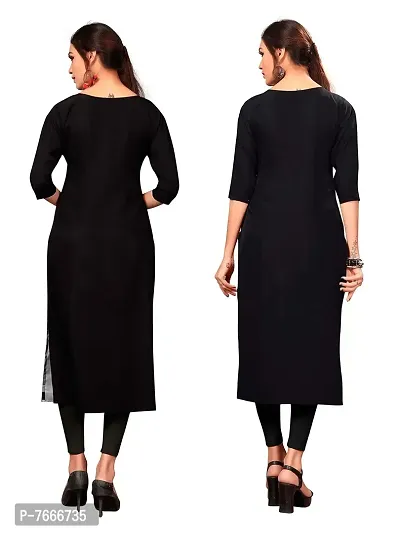 New Ethnic 4 You Women's American Crepe Straight Kurta (Combo Pack Of 2)-thumb2