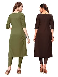 New Ethnic 4 You Women's American Crepe Straight Kurta (Combo Pack Of 2)-thumb1