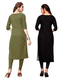 New Ethnic 4 You Women's American Crepe Straight Kurta (Combo Pack Of 2)-thumb1