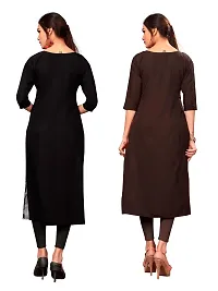 New Ethnic 4 You Women's American Crepe Straight Kurta (Combo Pack Of 2)-thumb3