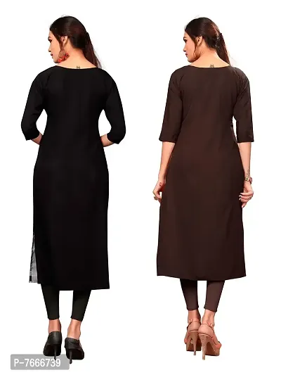 New Ethnic 4 You Women's American Crepe Straight Kurta (Combo Pack Of 2)-thumb4