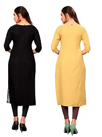 New Ethnic 4 You Women's American Crepe Straight Kurta (Combo Pack Of 2)-thumb1