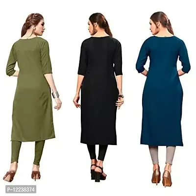 Stylish Crepe Printed Kurti For Women Pack Of 3-thumb2