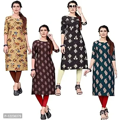 Stylish Crepe Printed Kurti For Women Pack Of 4-thumb0