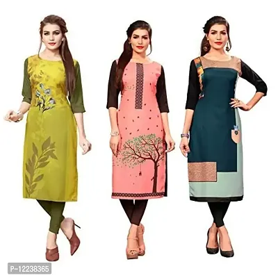 Stylish Crepe Printed Kurti For Women Pack Of 3-thumb0