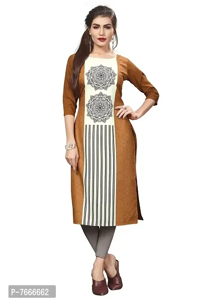 New Ethnic 4 You Women's Crepe Straight Kurta (etc173_XL_Brown_40)