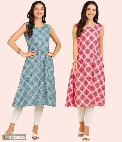 Fancy American Crepe Kurtis for Women Pack Of 2-thumb0