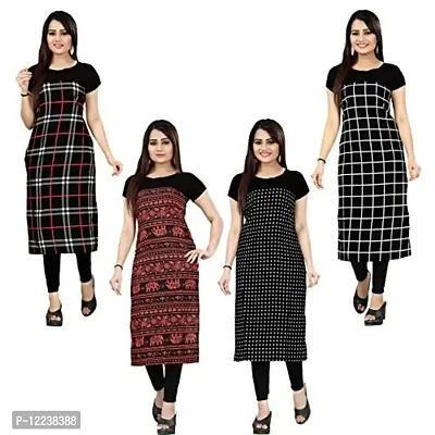 Stylish Crepe Printed Kurti For Women Pack Of 4-thumb0