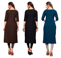 New Ethnic 4 You Women's American Crepe Straight Kurta (Combo Pack Of 3)-thumb1