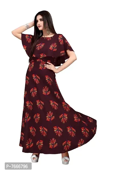 New Ethnic 4 you Women's Crepe Anarkali Gown_184 Maroon Color-thumb5