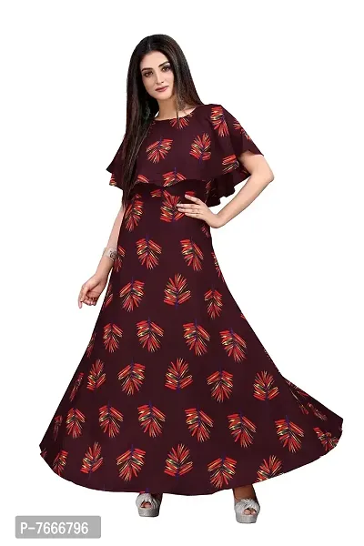 New Ethnic 4 you Women's Crepe Anarkali Gown_184 Maroon Color-thumb4