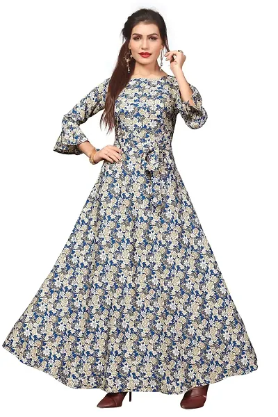 New Ethnic 4 You Women Long Fit Flare Sttiched Gown(Multi-color)_GW157