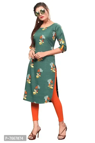 New Ethnic 4 You Women's Crepe Straight Kurta (PK29-L_Green_Large)-thumb5