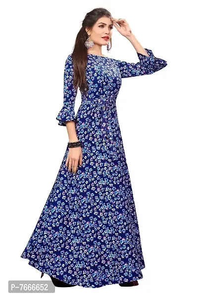 New Ethnic 4 You Women Long Fit  Flare Sttiched Gown(Light Blue)_GW159-thumb4
