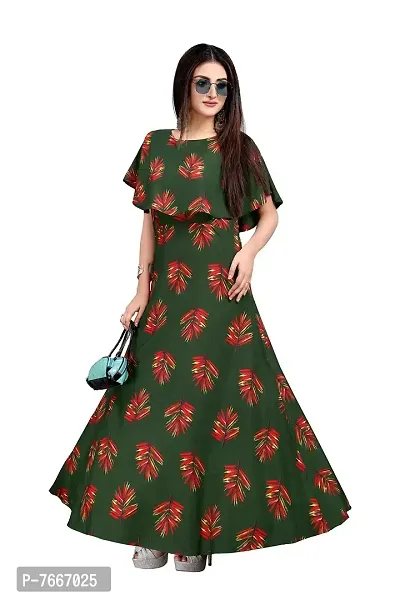 New Ethnic 4 you Women's Crepe Anarkali Gown_182 Green Color-thumb5