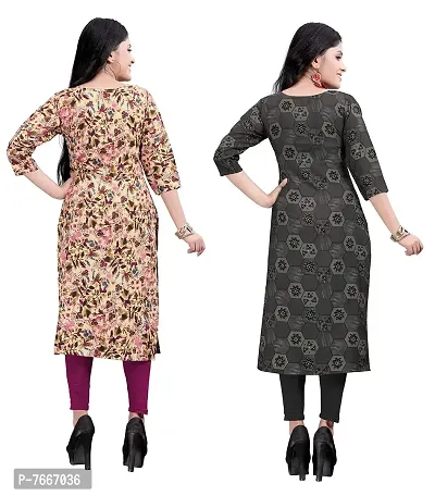 New Ethnic 4 You Women's American Crepe Straight Kurta (Combo Pack Of 2)-thumb2