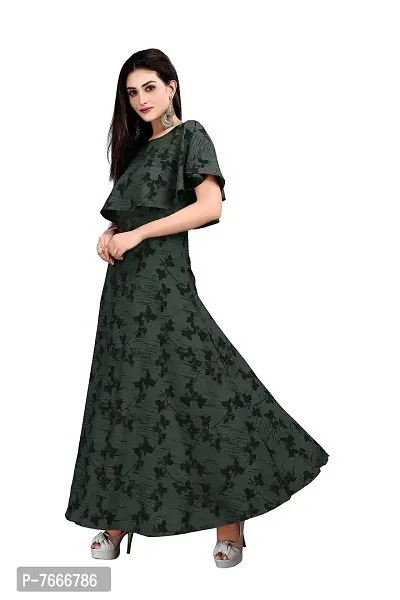 Beautiful Green Crepe Ethnic Gowns For Women-thumb3