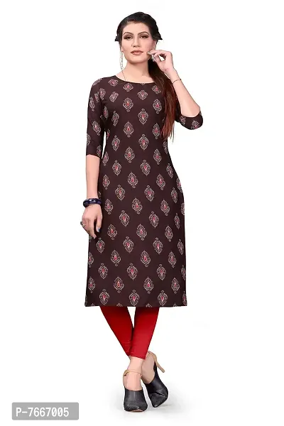 New Ethnic 4 You Women's Crepe Straight Cut Kurta_(Kurti-196_Maroon Color)-thumb0