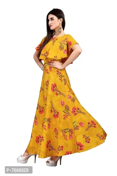 Yellow Crepe Ethnic Gowns For Women-thumb4
