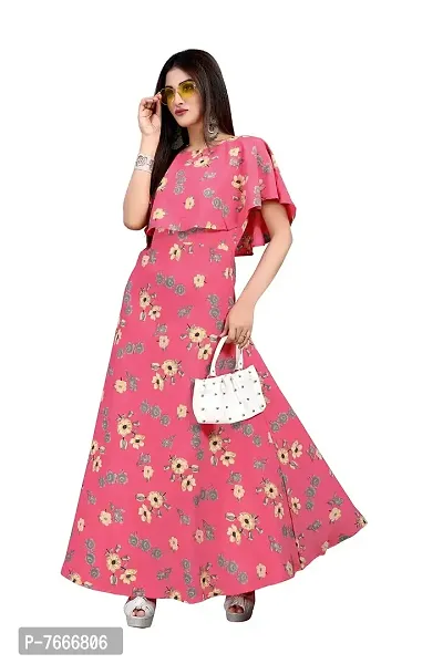 New Ethnic 4 you Women's Crepe Anarkali Gown_188 Pink Color-thumb4