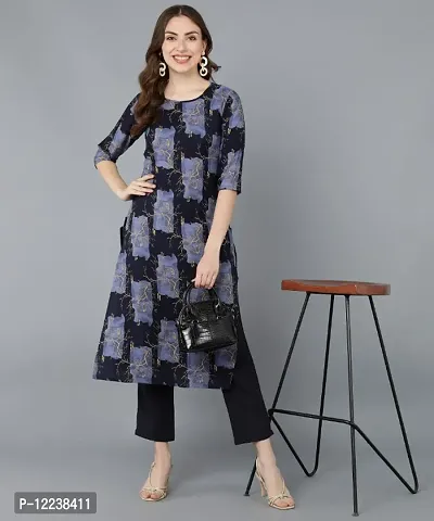 Stylish Crepe Printed Kurti For Women-thumb0