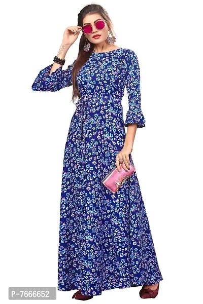 New Ethnic 4 You Women Long Fit  Flare Sttiched Gown(Light Blue)_GW159-thumb3