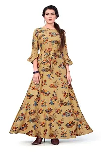 Beautiful Beige Crepe Ethnic Gowns For Women-thumb4