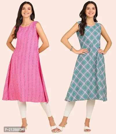 Fancy American Crepe Kurtis for Women Pack Of 2-thumb0