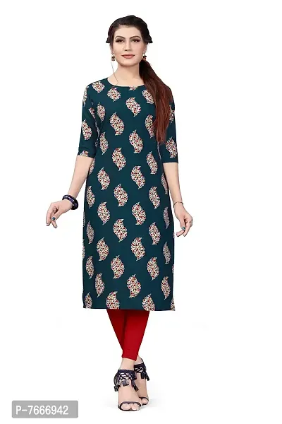 New Ethnic 4 You Women's Crepe Straight Cut Kurta_(Kurti-199_Blue Color)-thumb0