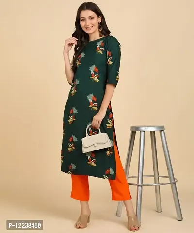 Stylish Crepe Printed Kurti For Women-thumb0